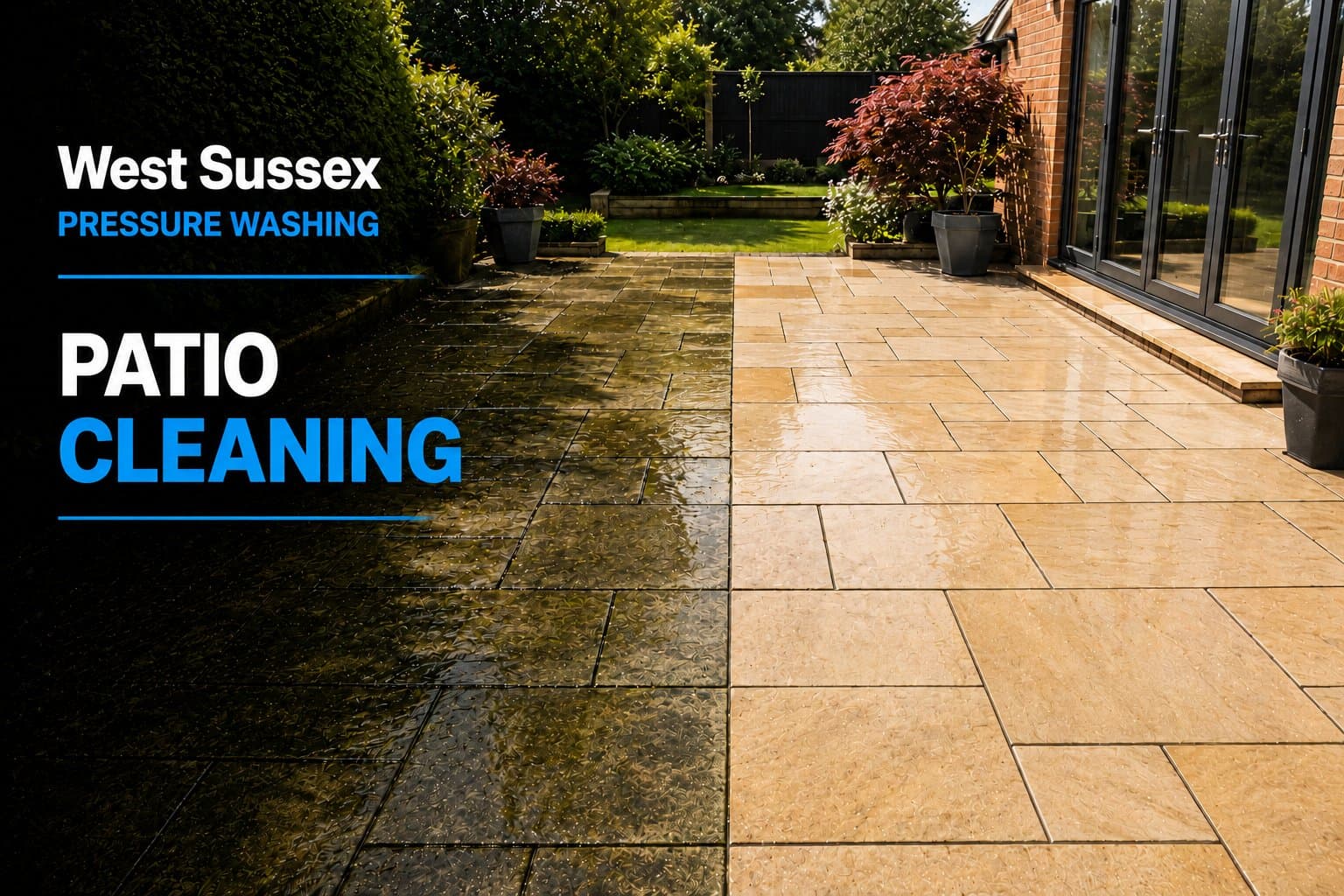 Example of clean garden paving after exterior cleaning